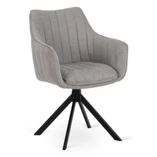 Scaun Makati, 62x52x89 cm, Functie Rotire, Structura Metalica, Stofa, Gri Deschis
