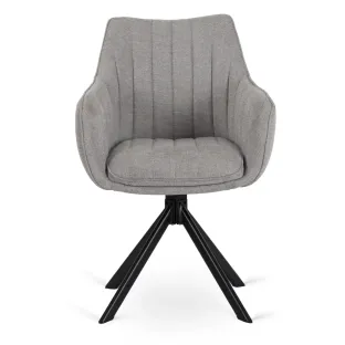Scaun Makati, 62x52x89 cm, Functie Rotire, Structura Metalica, Stofa, Gri Deschis