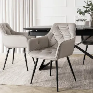 Scaun Maritimo, 57x57x84 cm, Structura Metalica, Catifea Gri