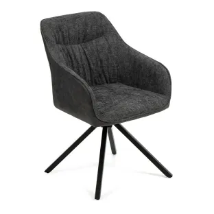 Scaun Rotativ Loren, 54x55x68 h cm, Stofa, Negru/Gri Inchis