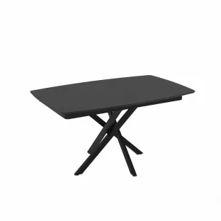 Set Masa Extensibila Filis, 145-185x90x75 cm, Metal/MDF, Negru/Gri Piatra + 4 Scaune Noris Albe