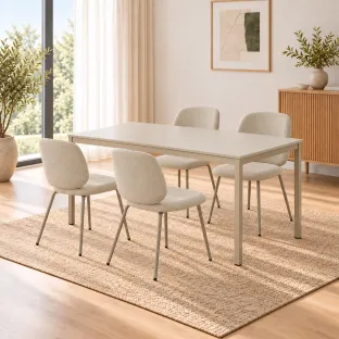 Set Masa Extensibila Honik 120-180x74x75 h cm + 4 Scaune Skoga, Taupe