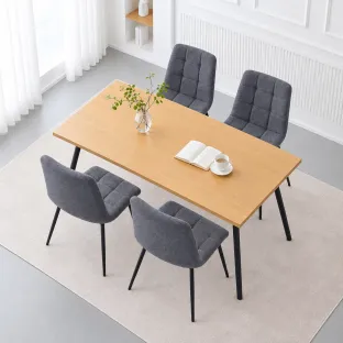Set Masa Extensibila Koko, 120-160x80x75 cm, Stejar + 4 Scaun Madison Brego Gri