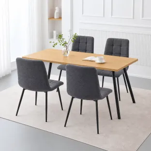 Set Masa Extensibila Koko, 120-160x80x75 cm, Stejar + 4 Scaun Madison Brego Gri