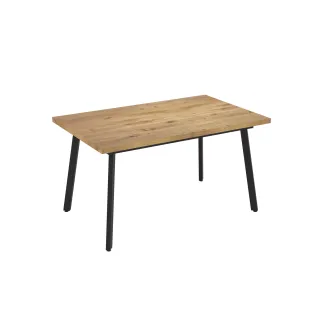 Set Masa Extensibila Lini, 138-178x85x76 cm, Pal Melaminat, Stejar Rivioli + 4 Scaune Poppy Catifea Gri