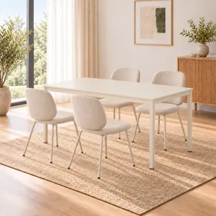Set Masa Extensibila Honik 120-180x74x75 h cm + 4 Scaune Skoga, Crem