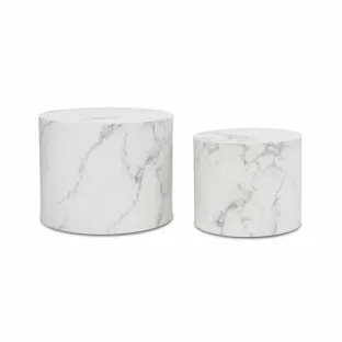Set Masuta de Cafea Alvo, 53x39x40 h cm + 40x26x35 cm, MDF, Alb Marmura