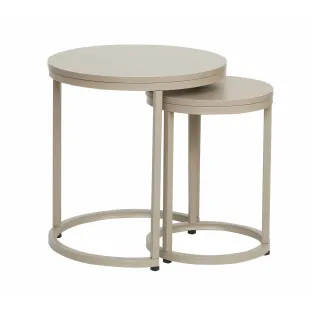 Set Masute de Cafea Nestin, Ø45x48 cm + Ø32x42 cm, Metal/MDF, Taupe