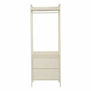 Set Mobilier de Hol Industro Line Cu Polite, Sertare si Suport Pentru Umerase, 3 corpuri, crem