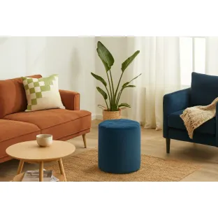 Taburet Cubo, 36x36x33 h cm, Catifea, Albastru