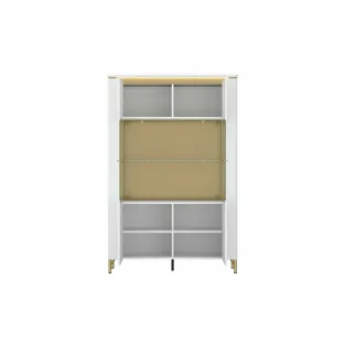Vitrina Lazio LAZV02 2 Usi, 110.4x40x169.2 h cm, Pal Melaminat/MDF, Alb Alpin/Alb Lucios