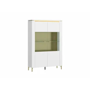 Vitrina Lazio LAZV02 2 Usi, 110.4x40x169.2 h cm, Pal Melaminat/MDF, Alb Alpin/Alb Lucios