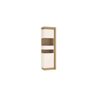 Vitrina Lyon LYOV03 L, 59.7x42x198.1 h cm, Pal Melaminat, Stejar Riviera/Alb Lucios