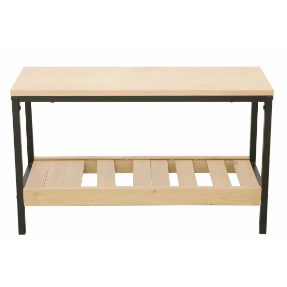Bancuta pentru Pantofi QUESA, 70x26x42 h cm, Metal/Pal melaminat, Negru/Stejar picture - 4