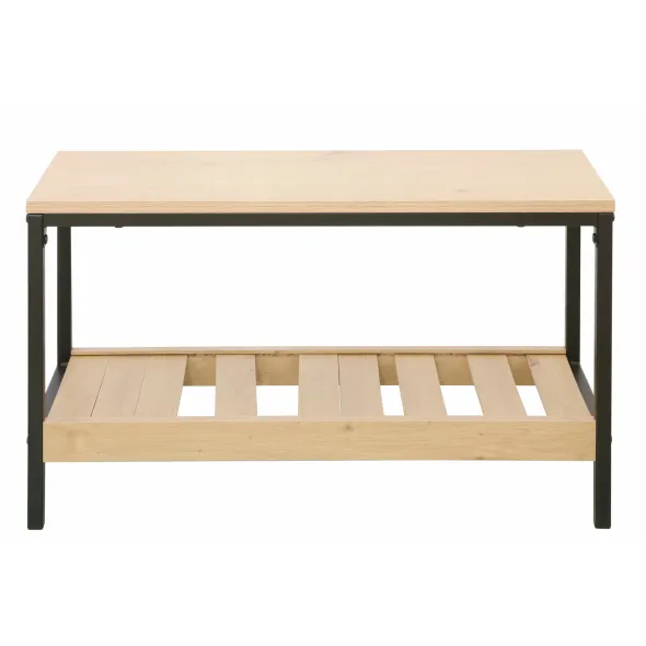 Bancuta pentru Pantofi QUESA, 70x26x42 h cm, Metal/Pal melaminat, Negru/Stejar picture - 6