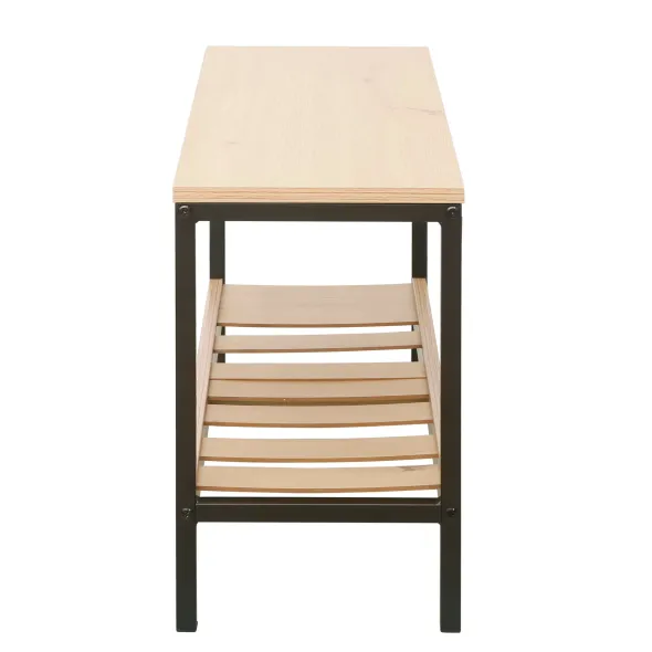 Bancuta pentru Pantofi QUESA, 70x26x42 h cm, Metal/Pal melaminat, Negru/Stejar picture - 7