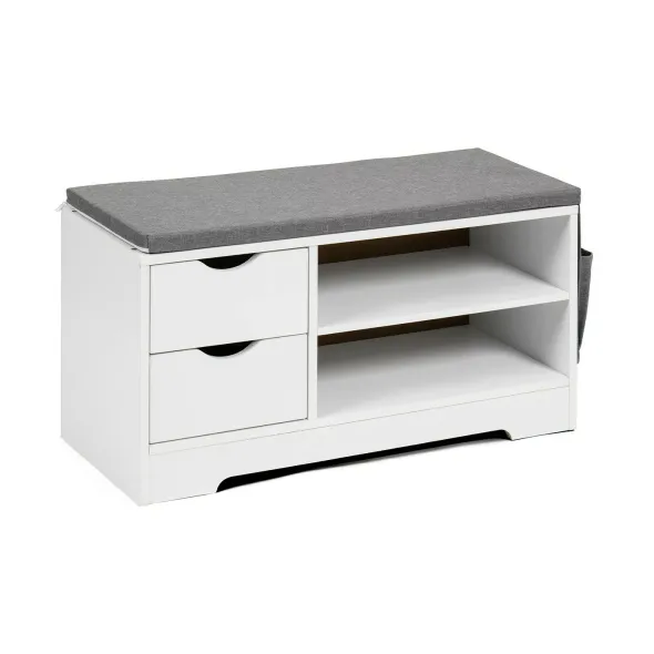 Bancuta pentru Pantofi Sedo, 80x30x43.2 h cm, Pal Melaminat, Alb/Gri picture - 1