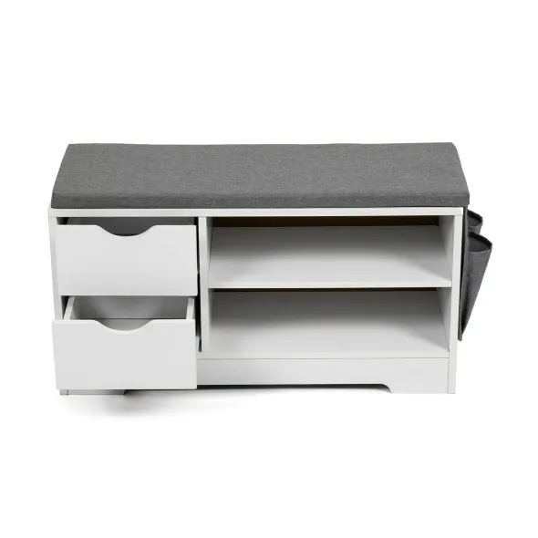 Bancuta pentru Pantofi Sedo, 80x30x43.2 h cm, Pal Melaminat, Alb/Gri picture - 4