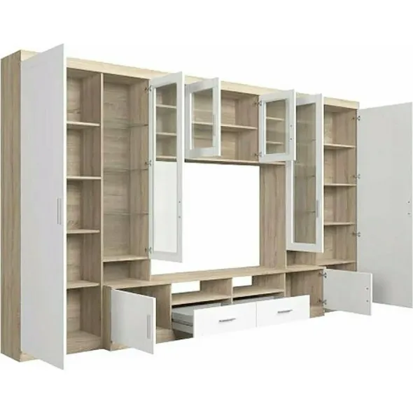 Biblioteca Paris, 340x44x197.5 h cm, Pal Melaminat, Stejar Sonoma/Grafit picture - 2