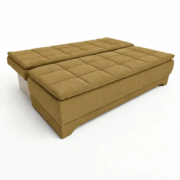 Canapea Extensibila Aurora,  202x94x84 h cm, Stofa, Mustar picture - 3