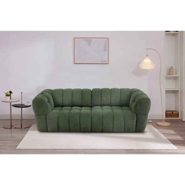Canapea Locarno 51520, Sezut Glisant, Actionare Electrica, 292x116x74 h cm, Stofa Verde picture - 1
