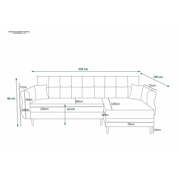 Coltar Extensibil Arlington, Universal, Compartiment Depozitare, 230x140x90 h cm, Stofa, Beige picture - 4