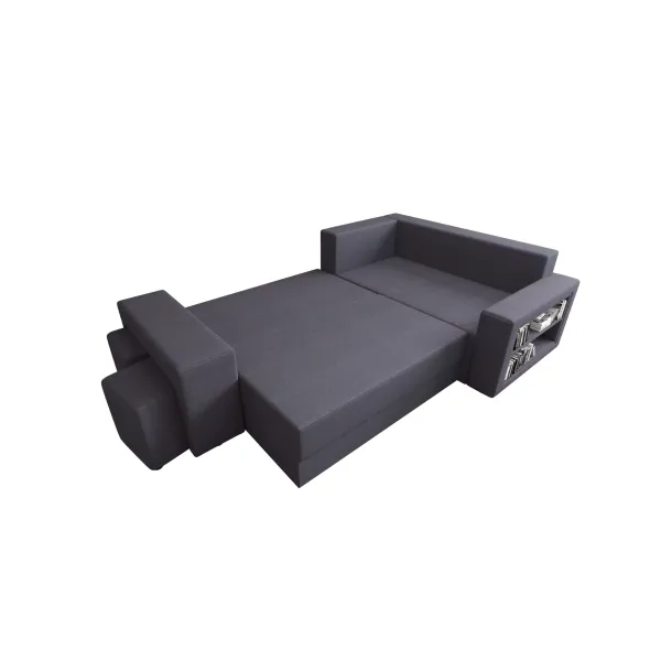 Coltar Extensibil Dallas Cu Tabureti,  265x182x68 h cm, Stofa Gri, Colt Dreapta picture - 3