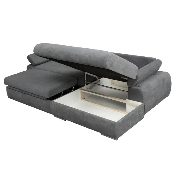 Coltar Extensibil Eternity, Spatiu de Depozitare, 295x177x90 h cm, Stofa, Gri picture - 3
