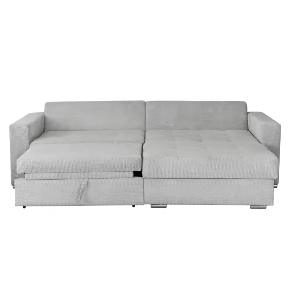 Coltar Extensibil Farum, Universal, Spatiu de Depozitare, 266x165x90 h cm Stofa, Gri Deschis picture - 2
