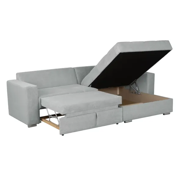 Coltar Extensibil Farum, Universal, Spatiu de Depozitare, 266x165x90 h cm Stofa, Gri Deschis picture - 3