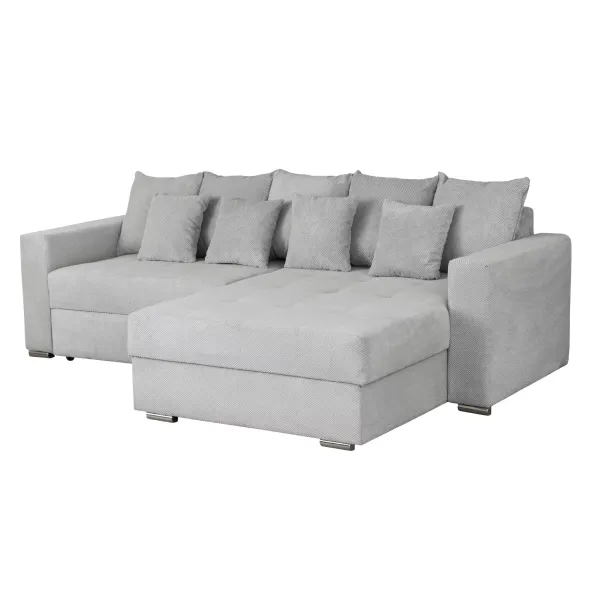 Coltar Extensibil Farum, Universal, Spatiu de Depozitare, 266x165x90 h cm Stofa, Gri Deschis picture - 5