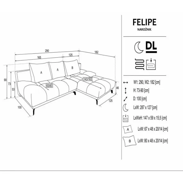 Coltar Extensibil Felipe, 290x182x90 cm, Dreapta, Verde picture - 4