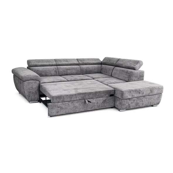 Coltar Extensibil Fiona + taburet, 264x220x76-91 h cm, Stofa Cremona 95 Gri picture - 3