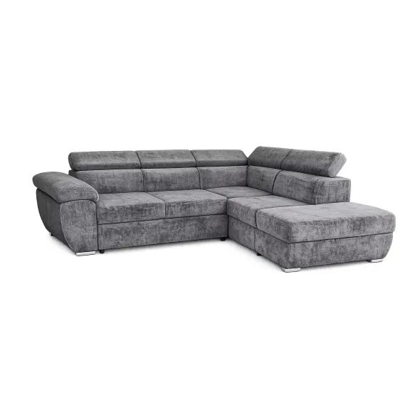 Coltar Extensibil Fiona + taburet, 264x220x76-91 h cm, Stofa Cremona 95 Gri picture - 1