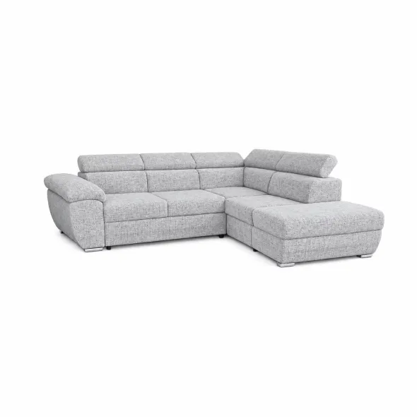 Coltar Extensibil Fiona + taburet, 264x220x76-91 h cm, Stofa Cremona 81 Gri Deschis picture - 3
