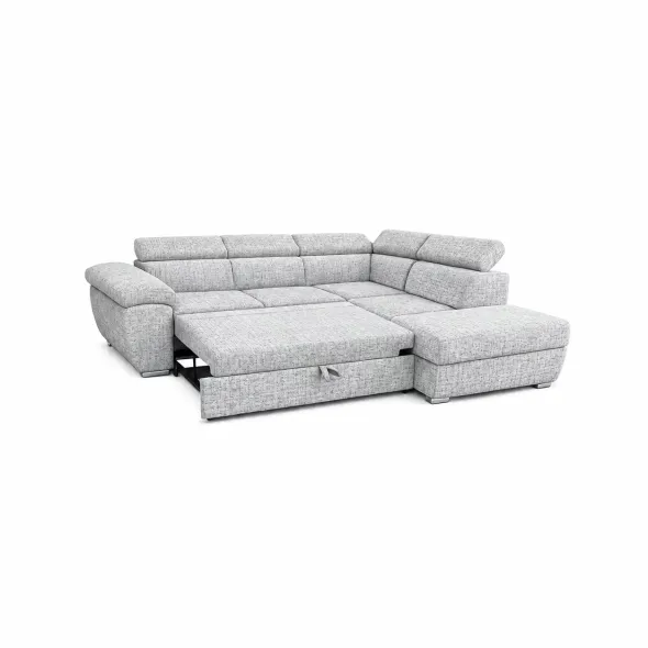 Coltar Extensibil Fiona + taburet, 264x220x76-91 h cm, Stofa Cremona 81 Gri Deschis picture - 4