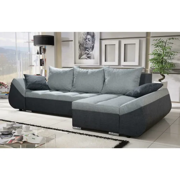 Coltar Extensibil Konya, Universal, Compartiment Depozitare, 271x140x90 h cm, Stofa, Gri Deschis/Gri Inchis picture - 1