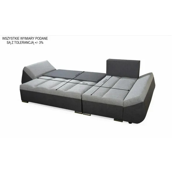 Coltar Extensibil Konya, Universal, Compartiment Depozitare, 271x140x90 h cm, Stofa, Gri Deschis/Gri Inchis picture - 2