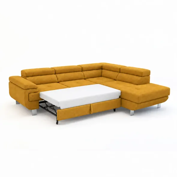Coltar Extensibil Lotos,  275x230x73-87 h cm, Stanga, Stofa Galben Mustar picture - 4