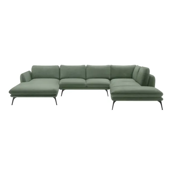 Coltar Portimao Forma U, 364x248x86 h cm, Stofa, Verde picture - 1