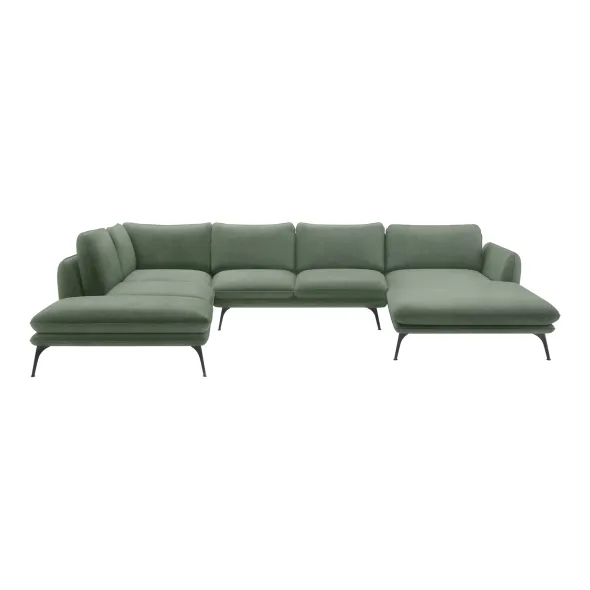 Coltar Portimao Forma U, 364x248x86 h cm, Stofa, Verde picture - 2