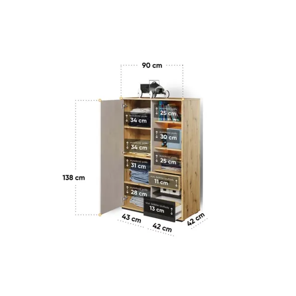 Comoda 1 Usa + 2 Sertare Qubic QB05 picture - 3
