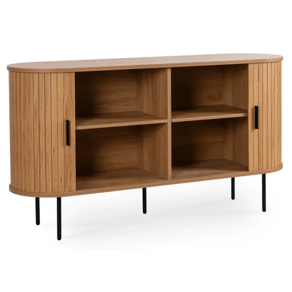 Comoda Cu 2 Usi glisante Trois, 140x40x76 cm, MDF, Stejar picture - 4
