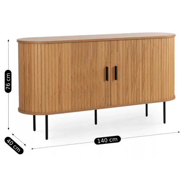Comoda Cu 2 Usi glisante Trois, 140x40x76 cm, MDF, Stejar picture - 6