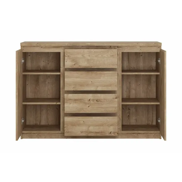 Comoda Fribo FRIK03, 2 Usi + 4 Sertare, 135.4x40x92.9 h cm, Pal Melaminat, Stejar Ribbeck Auriu picture - 3