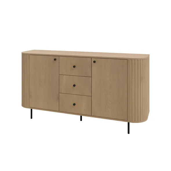 Comoda Ovalio 2 Usi si 3 Sertare, TYP 823,  164.6x42.3x85.4 h cm, Pal Melaminat/MDF, Stejar Cremona picture - 3