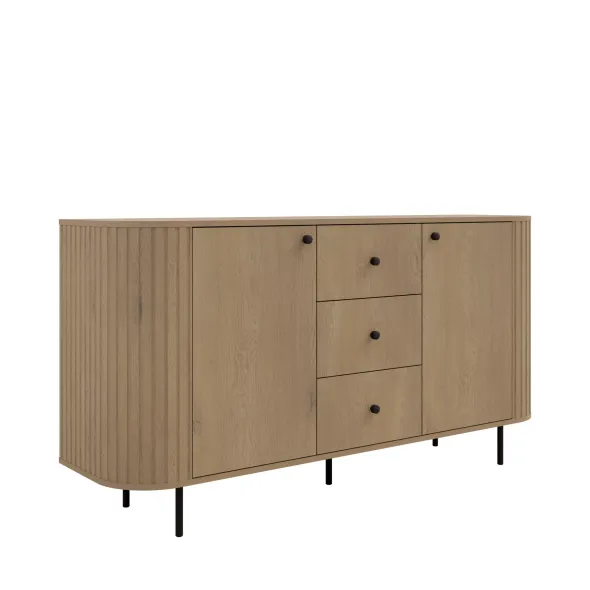 Comoda Ovalio 2 Usi si 3 Sertare, TYP 823,  164.6x42.3x85.4 h cm, Pal Melaminat/MDF, Stejar Cremona picture - 4