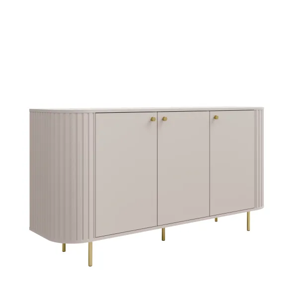 Comoda Ovalio 3 Usi, TYP 830,  164.6x42.3x85.4 h cm, Pal Melaminat/MDF, Beige Nisip picture - 3