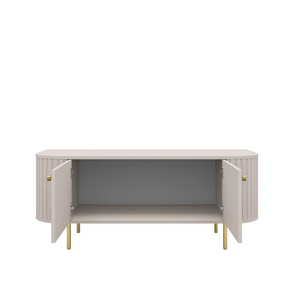 Comoda TV Ovalio 2 Sertare, TYP 302,  123x42.3x50 h cm, Pal Melaminat/MDF, Beige Nisip picture - 3