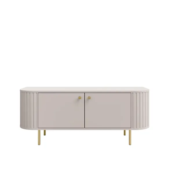 Comoda TV Ovalio 2 Sertare, TYP 302,  123x42.3x50 h cm, Pal Melaminat/MDF, Beige Nisip picture - 2